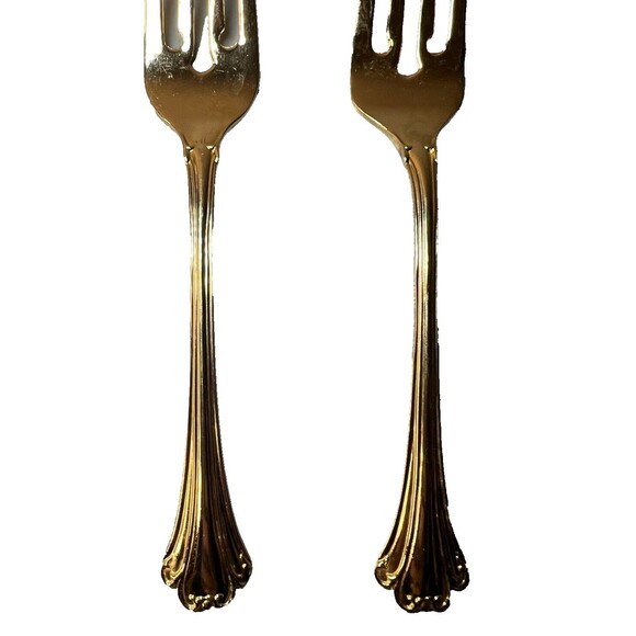 FB Rogers Golden Plated Electroplate American Chipendale 4 Forks Salad - Picture 2 of 15